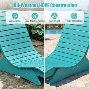 Fade-Resistant Outdoor Lounger with Contoured Shape for Deck Poolside-Turquoise