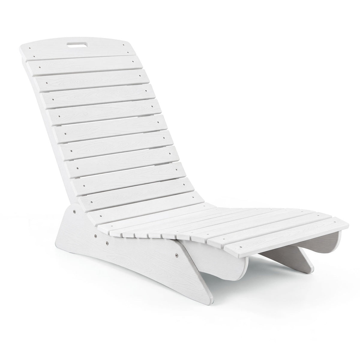 Fade-Resistant Outdoor Lounger with Contoured Shape for Deck Poolside-White