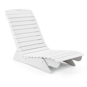 Fade-Resistant Outdoor Lounger with Contoured Shape for Deck Poolside-White
