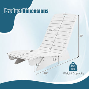 Fade-Resistant Outdoor Lounger with Contoured Shape for Deck Poolside-White