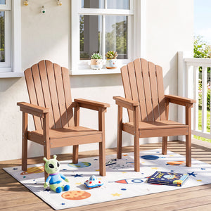 Outdoor Adirondack Chair with High Backrest and Wide Armrests for Deck Poolside-Brown