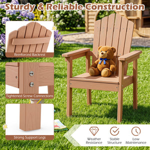 Outdoor Adirondack Chair with High Backrest and Wide Armrests for Deck Poolside-Brown
