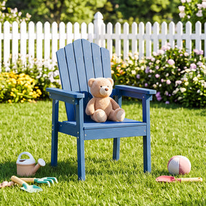 Outdoor Adirondack Chair with High Backrest and Wide Armrests for Deck Poolside-Navy