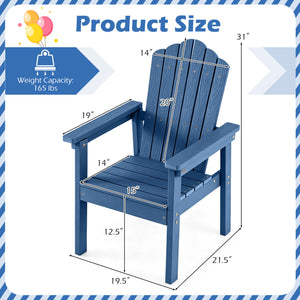 Outdoor Adirondack Chair with High Backrest and Wide Armrests for Deck Poolside-Navy