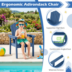 Outdoor Adirondack Chair with High Backrest and Wide Armrests for Deck Poolside-Navy