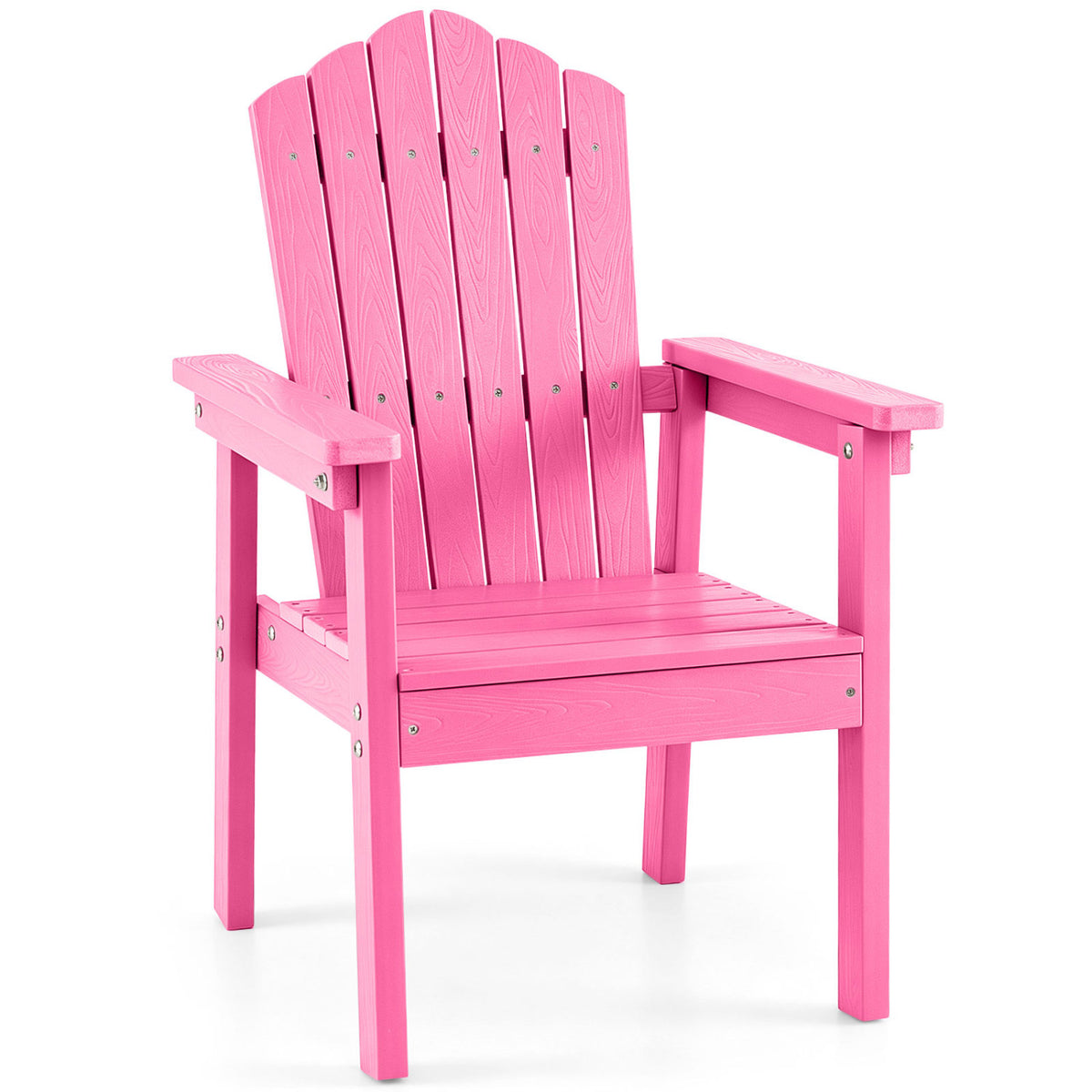 Outdoor Adirondack Chair with High Backrest and Wide Armrests for Deck Poolside-Pink