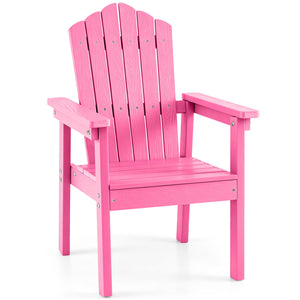 Outdoor Adirondack Chair with High Backrest and Wide Armrests for Deck Poolside-Pink