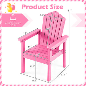 Outdoor Adirondack Chair with High Backrest and Wide Armrests for Deck Poolside-Pink