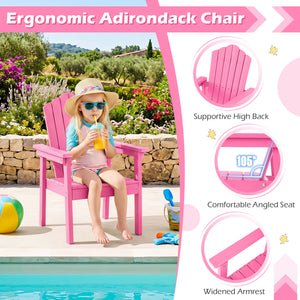 Outdoor Adirondack Chair with High Backrest and Wide Armrests for Deck Poolside-Pink