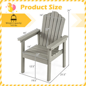 Outdoor Adirondack Chair with High Backrest and Wide Armrests for Deck Poolside-Silver