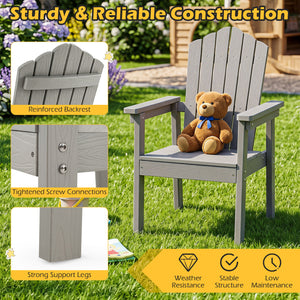 Outdoor Adirondack Chair with High Backrest and Wide Armrests for Deck Poolside-Silver
