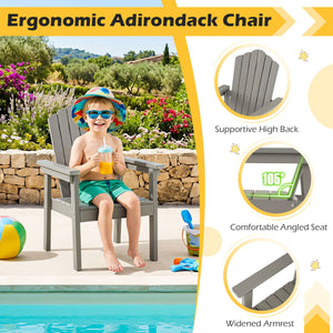 Outdoor Adirondack Chair with High Backrest and Wide Armrests for Deck Poolside-Silver
