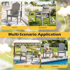 Outdoor Adirondack Chair with High Backrest and Wide Armrests for Deck Poolside-Silver