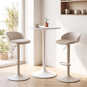 Set of 2 Adjustable Swivel Bar Stools w/ Back & Footrest 330 LBS for Dining-Cream