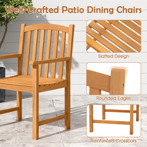 5-Piece Outdoor Square Patio Dining Set for 4 with Acacia Table & Armchairs