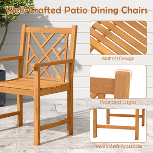 5-Piece Square Patio Dining Set for 4 with Acacia Table & Armchairs for Outdoor