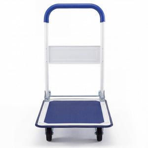 Folding Platform Hand Truck with Collapsible Bed & 4 Wheels for Moving Warehouse-Blue