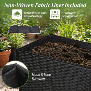 Raised Garden Bed All-Weather PE Rattan Wicker Flowerpot with Liner