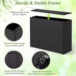 Set of 2 Raised Garden Bed All-Weather PE Rattan Wicker Flowerpot with Liner