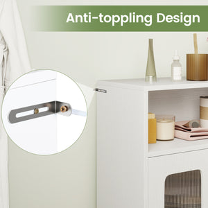 Bathroom Cabinet Set with 59 Inch Tall Cabinet and 2-Door Floor Cabinet-White