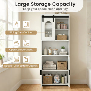 Bathroom Cabinet Set with 59 Inch Tall Cabinet and 2-Door Floor Cabinet-White