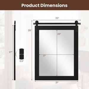 29" x 23" Rectangle Farmhouse Wall Mirror with Metal Bracket for Bathroom-Black
