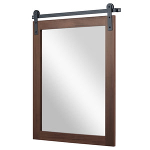 29" x 23" Rectangle Farmhouse Wall Mirror with Metal Bracket for Bathroom-Rustic Brown