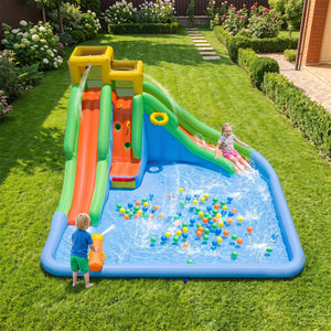Inflatable Water Slide for Kids with Double Slides and 680W Blower