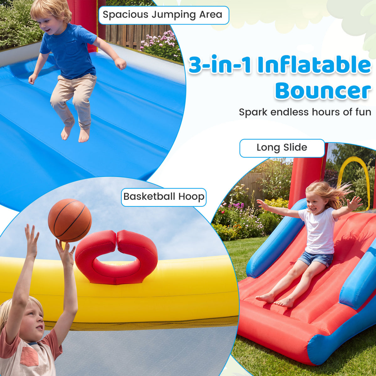 Inflatable Bounce House for Toddlers with Spacious Jumping Area(Without Blower)