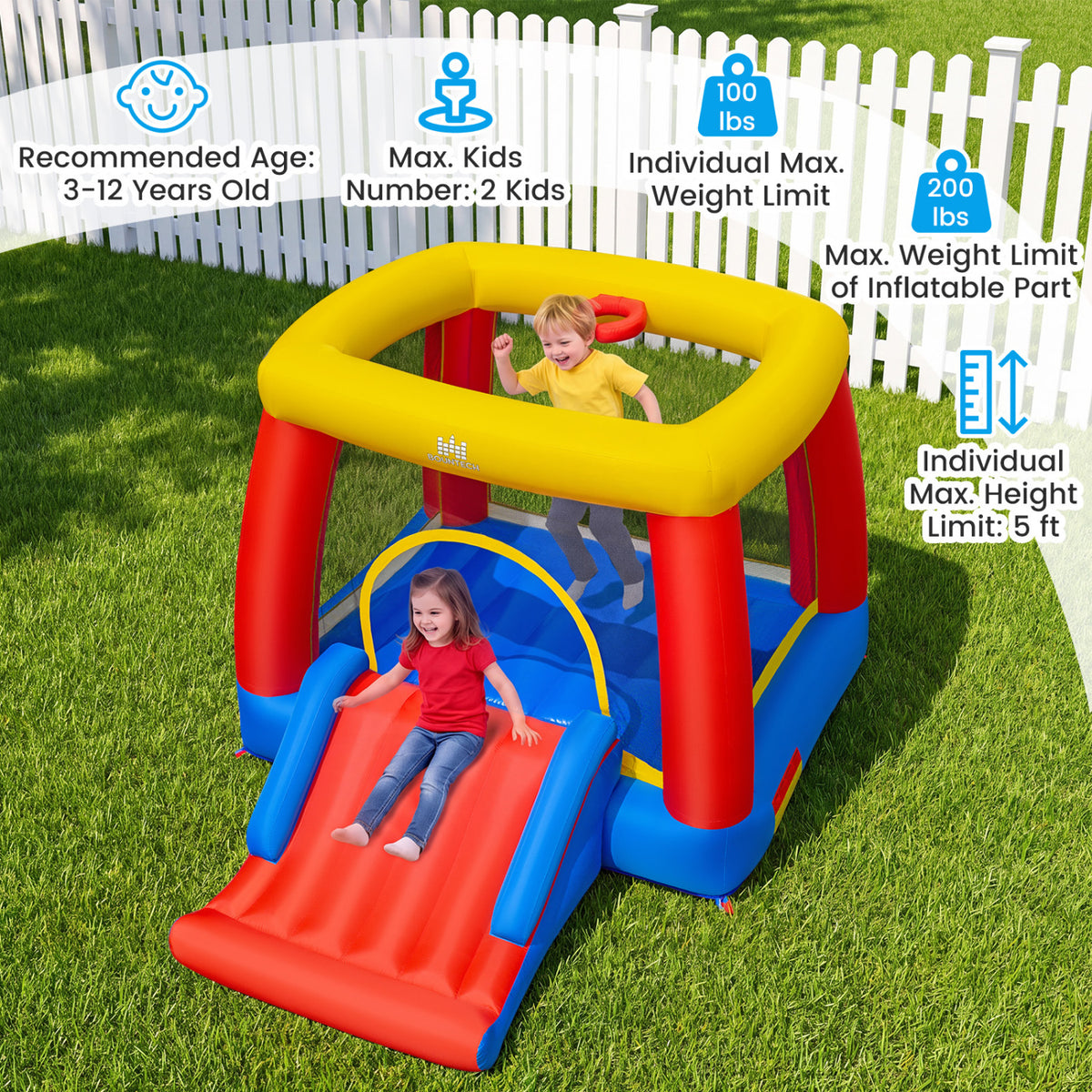 Inflatable Bounce House for Toddlers with Spacious Jumping Area(Without Blower)