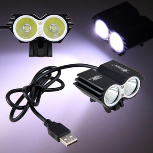 USB Waterproof Bike Light LED Front Bicycle Headlight Dual Lamps Super Bright LED Cycling Bike Light Front Headlight 4 Modes Bikelight Headlamp Rechargeable USB Led Lamp 8000LM