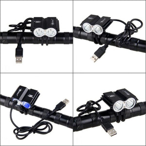 USB Waterproof Bike Light LED Front Bicycle Headlight Dual Lamps Super Bright LED Cycling Bike Light Front Headlight 4 Modes Bikelight Headlamp Rechargeable USB Led Lamp 8000LM