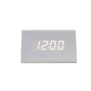 USB/AAA Powered LED Digital Clock Wooden Alarm Clock Table Clock Wooden Digital Alarm Clock with Wireless Charging 3 Alarms LED Display Sound Control and Snooze Dual for Bedroom Bedside Office Voice Control Electronic Clock Desktop Decor