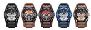 Men's Leather Waterproof Watch With Chronometers And Fluorescent Hands Excellent Design Perfect Gift