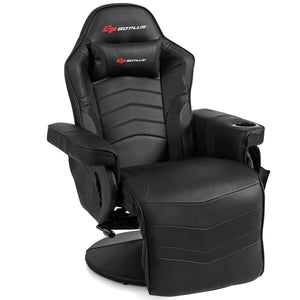 Ergonomic High Back Massage Gaming Chair with Pillow-Blue