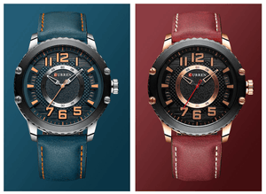Men's Waterproof  Sport Watch With Leather  Belts  And Large Numbers Details Unique Design Perfect Gift