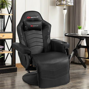 Ergonomic High Back Massage Gaming Chair with Pillow-Blue