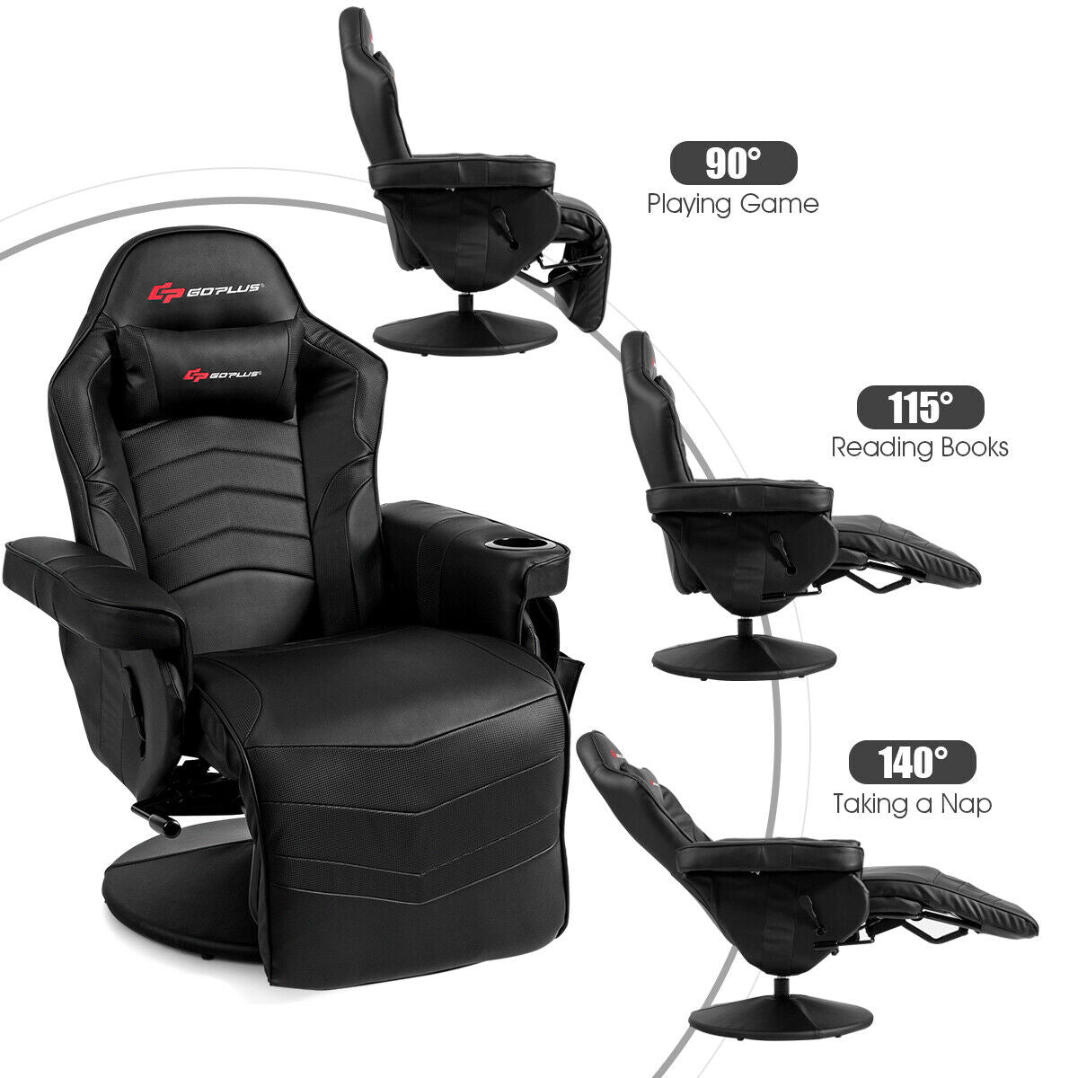 Ergonomic High Back Massage Gaming Chair with Pillow-Blue