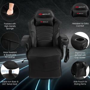 Ergonomic High Back Massage Gaming Chair with Pillow-Blue