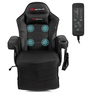 Ergonomic High Back Massage Gaming Chair with Pillow-Blue
