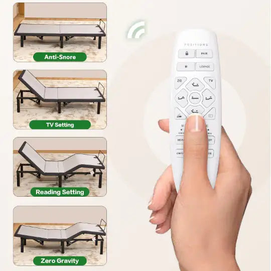 Ergonomic Queen Size Adjustable Bed, Zero Gravity Base For Stress Management Head And Foot Incline, Wireless Remote Control, Massage, Under Bed Nightlight, And USB Ports