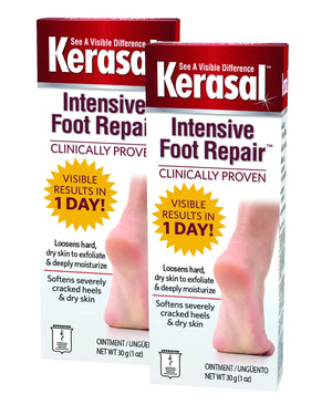 Kerasal Intensive Foot Repair Skin Healing Ointment for Cracked Heels and Dry Feet 1 oz , 2 Count, (Pack of 2) Intensive Foot Repair (Twin Pack)