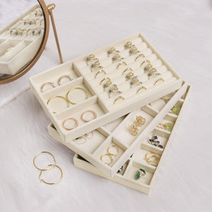 Velvet Jewelry Box Display Tray Drawer Storage Jewelry Holder For Ring Earrings Necklace Bracelet Soft Velvet Organizer Case Velvet Display Holder for Earrings Ring Bracelet Necklace