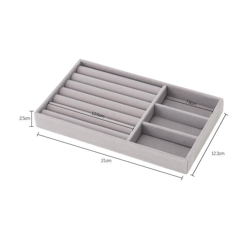 Velvet Jewelry Tray Handicraft Accessories Storage Ring Earring Necklace Finished Product Display Box Grey Beige Organizer Jewelry Storage Organizer Drawer Tray for Necklaces, Rings, Bracelets and Earrings