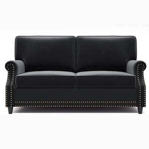 Velvet Roll Up Arm Chair Loveseat with Nail Head