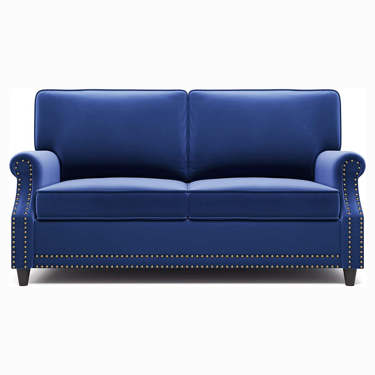 Velvet Roll Up Arm Chair Loveseat with Nail Head