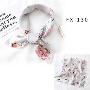 Versatile Square Silk Scarf For Women Fashionable Printed Small Neck Scarfs Office Lady Hair Band Foulard Hand For Female Bandana Shawl