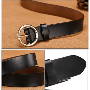 Vintage Simple Round Buckle Female Pin Leather Straps 105CM Belts For Women Unique Design Dresses Jeans Classic Round Waistband