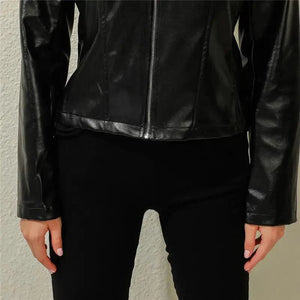 Vintage Style Autumn Ladies PU Leather Jacket For Women Slim Casual Soft Moto Biker Faux Leather Jacket For Female Coat Quality Basic Streetwear