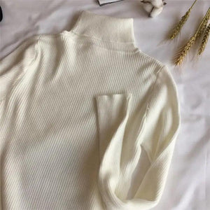 Vintage Style Autumn Winter Thick Sweater For Women Knitted Ribbed Pullover Sweater Long Sleeve Turtleneck Slim Jumper Soft Warm Pullover
